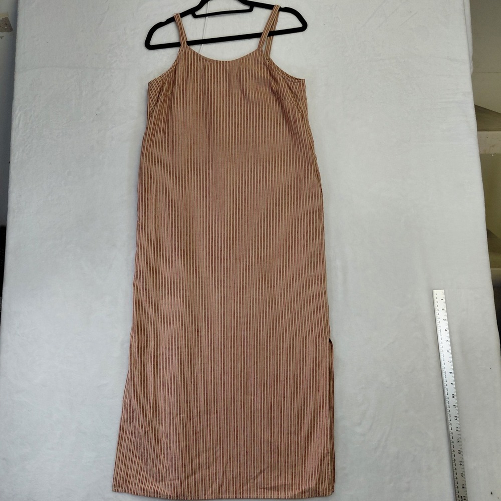 The J. Peterman Company Red Striped‎ Sleeveless Maxi Dress Side Slit Size 4